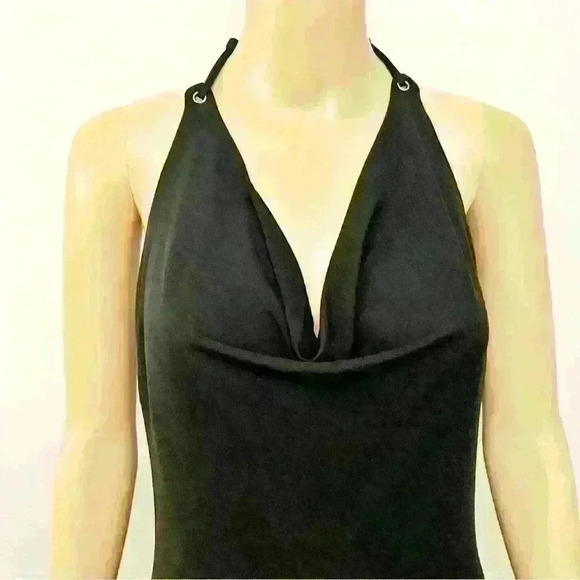 Vintage Anne.X Y2K  Sexy Halter Cow Neck Evening Formal Event Black Maxi Dress - Picture 1 of 13